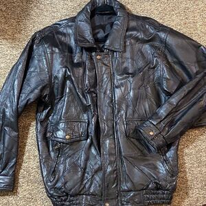 Giovanni Navarre Men's Black Shell 💯% Leather Jacket Size 2X